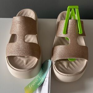 CROCS Glittery Beige Slide Sandals